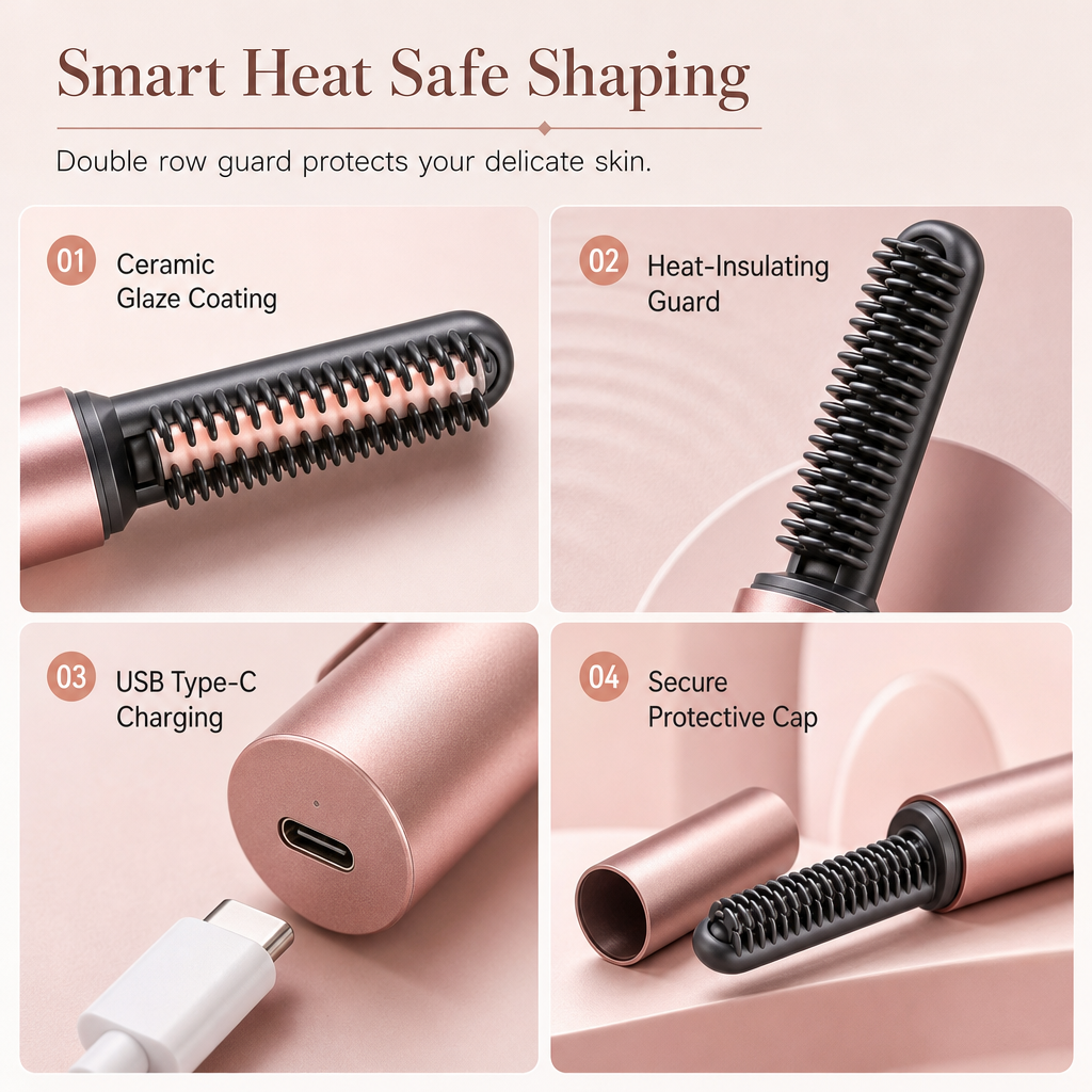 Add Crown Volume Instantly! Cordless Heated Bangs Styling Comb